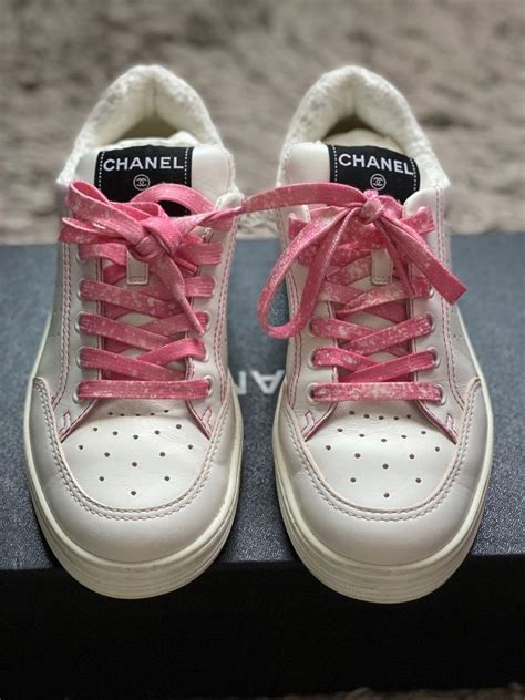 pink chanel sneakers 2019|chanel sneakers pink laces.